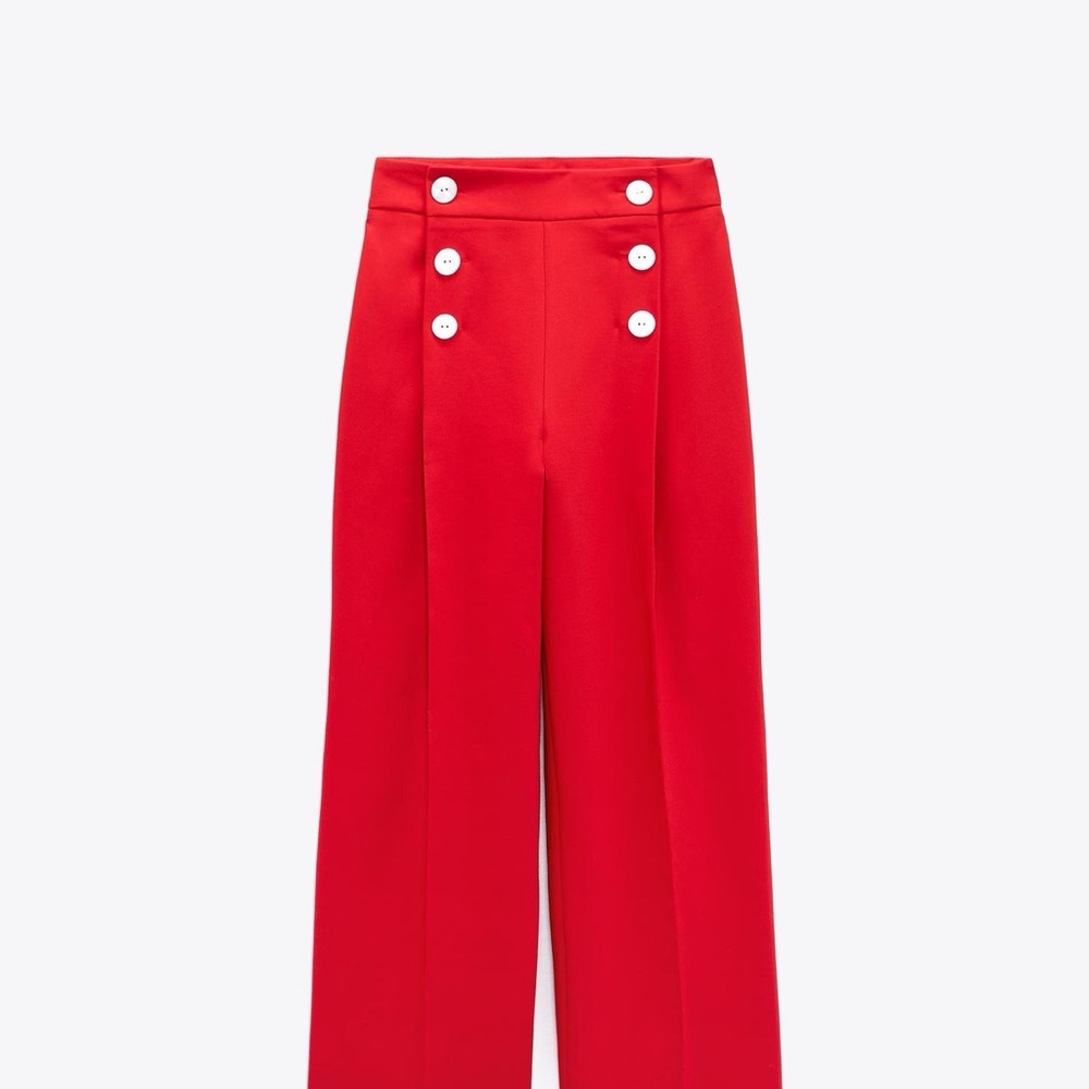 Zara Vibrant Red Wide Leg Pants